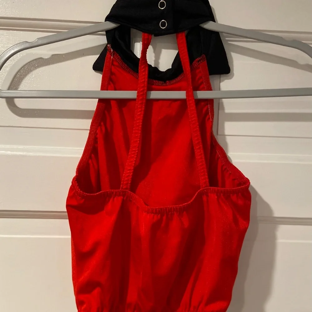Kellé Red Sleeveless Top with Black Tie & Strappy Back – Child Large